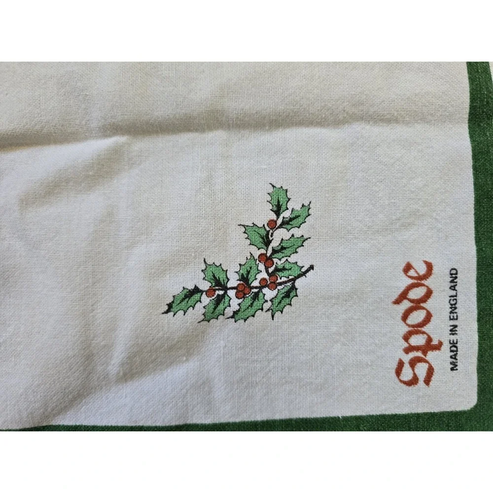 Spode Christmas Tree Kitchen Dish Dish Towel 100% Cotton Hanging loop Green Trim